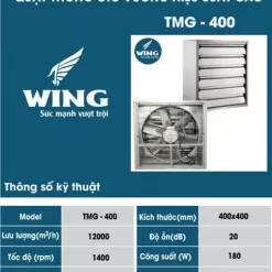 Quạt thông gió vuông 400x400 Wing TMG 400