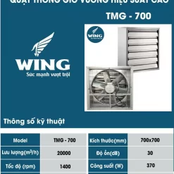 Quạt hút công nghiệp 700x700 Wing TMG 700